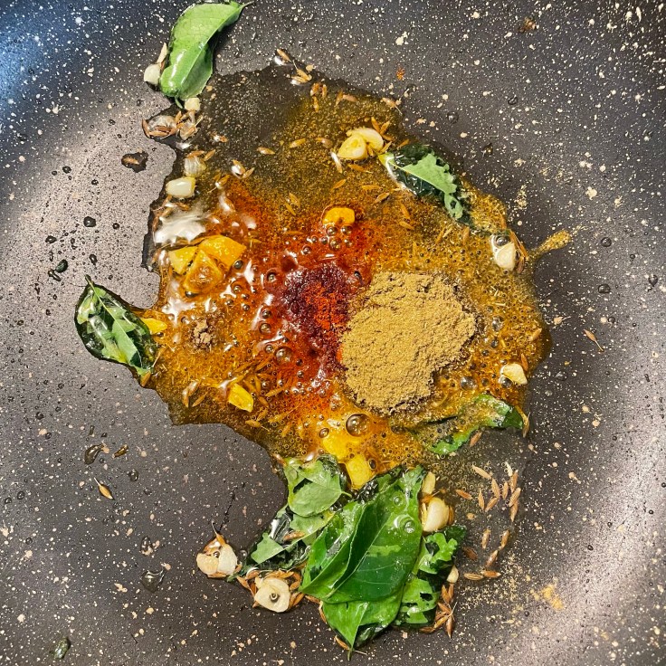 Add spices and saute ensuring they don't burn