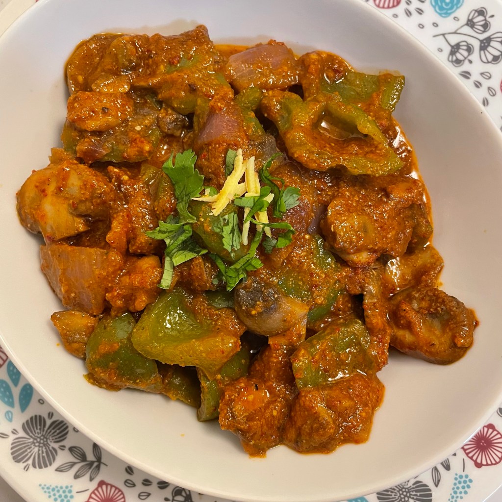 Mushroom Masala made with roasted and ground&nbsp;spices