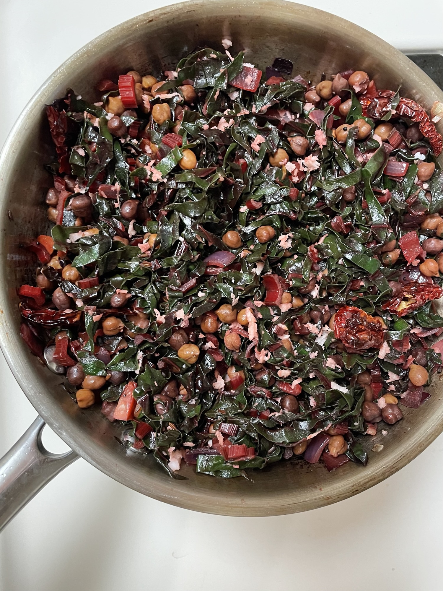 Red Swiss Chard with Black Chickpeas